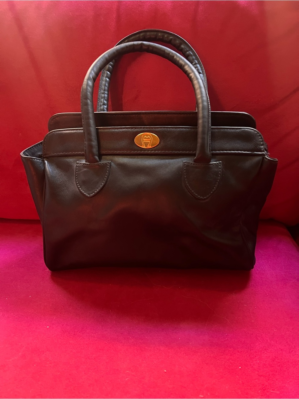1990s NWT Etienne Aigner Black Leather Satchel | Deadstock Handbag w tags